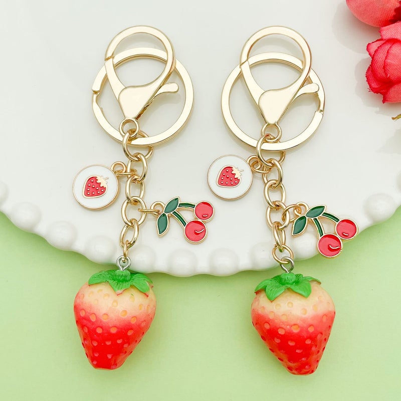 Japanese And Korean Anti-Fruits Strawberry Cherry Keychain Accessories Cute Style Popular Gifts - Image 2