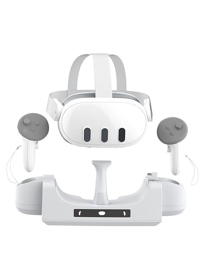 ZLiT for Oculus Quest 3 Charging Dock,Portable Charging Dock Station Stand Base for Oculus Quest 3 VR Headset Controller Dock(White) - Image 1