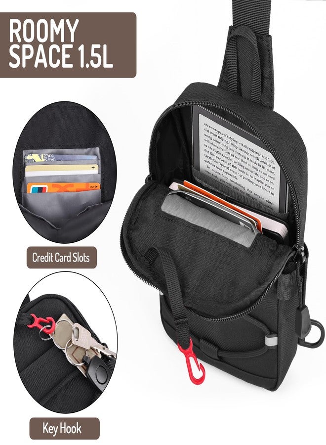 MOZETO Mini Sling Bag, Mens Travel Hidden Anti-theft Pocket Small Crossbody Bag, Water Resistant Phone Holder Casual Utility Chest Side Pack - Image 3