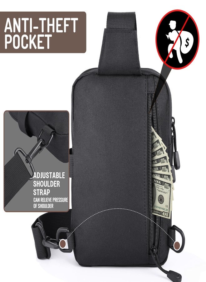 MOZETO Mini Sling Bag, Mens Travel Hidden Anti-theft Pocket Small Crossbody Bag, Water Resistant Phone Holder Casual Utility Chest Side Pack - Image 5