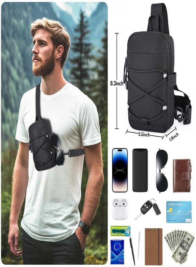 MOZETO Mini Sling Bag, Mens Travel Hidden Anti-theft Pocket Small Crossbody Bag, Water Resistant Phone Holder Casual Utility Chest Side Pack - Image 2