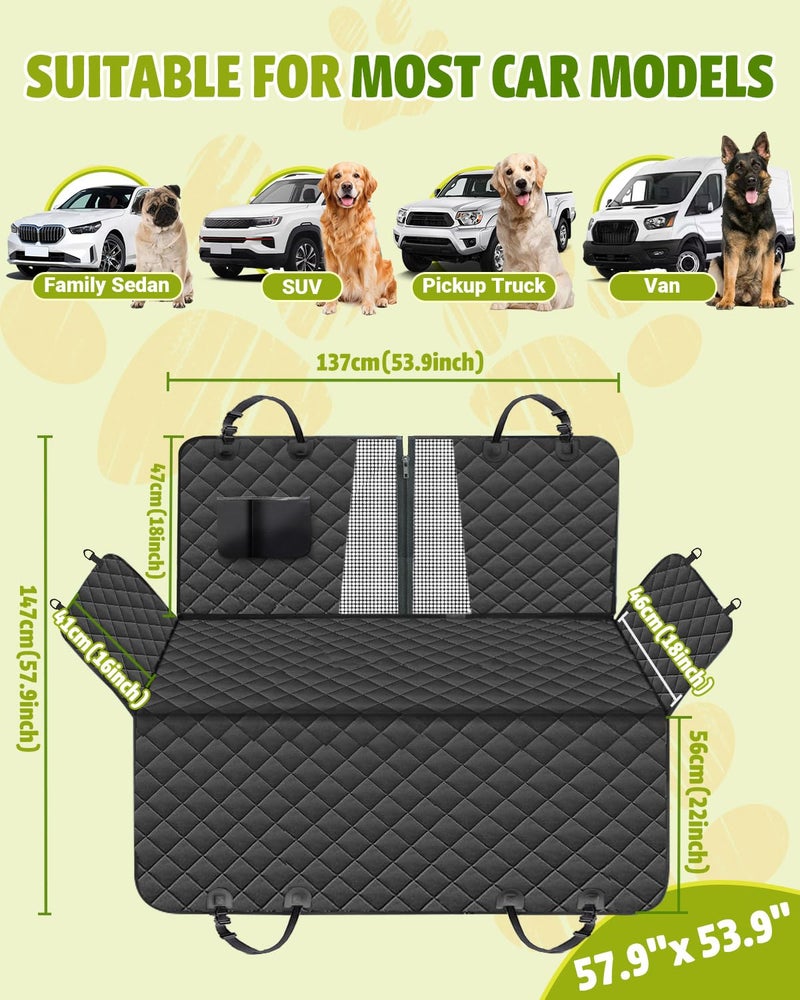 Victoper Dog Car Seat Cover, 600D Heavy Durable Dogs Seat Cover for Back Seat, 100% Waterproof Scratch Proof Nonslip Dog Hammock for Car with Side Flap, Pet Seat Covers with SeatBelt for Cars Sedan SUV Trucks - Image 2
