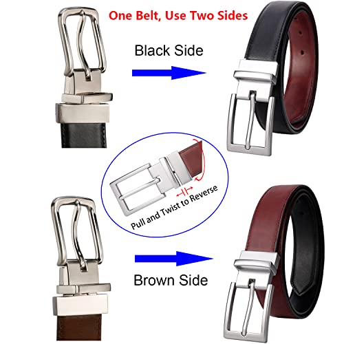 Lavemi Mens Belt Reversible 100% Italian Leather Dress Casual,One Reverse for 2 Colors,Trim to Fit(21863-4 130) - Image 4