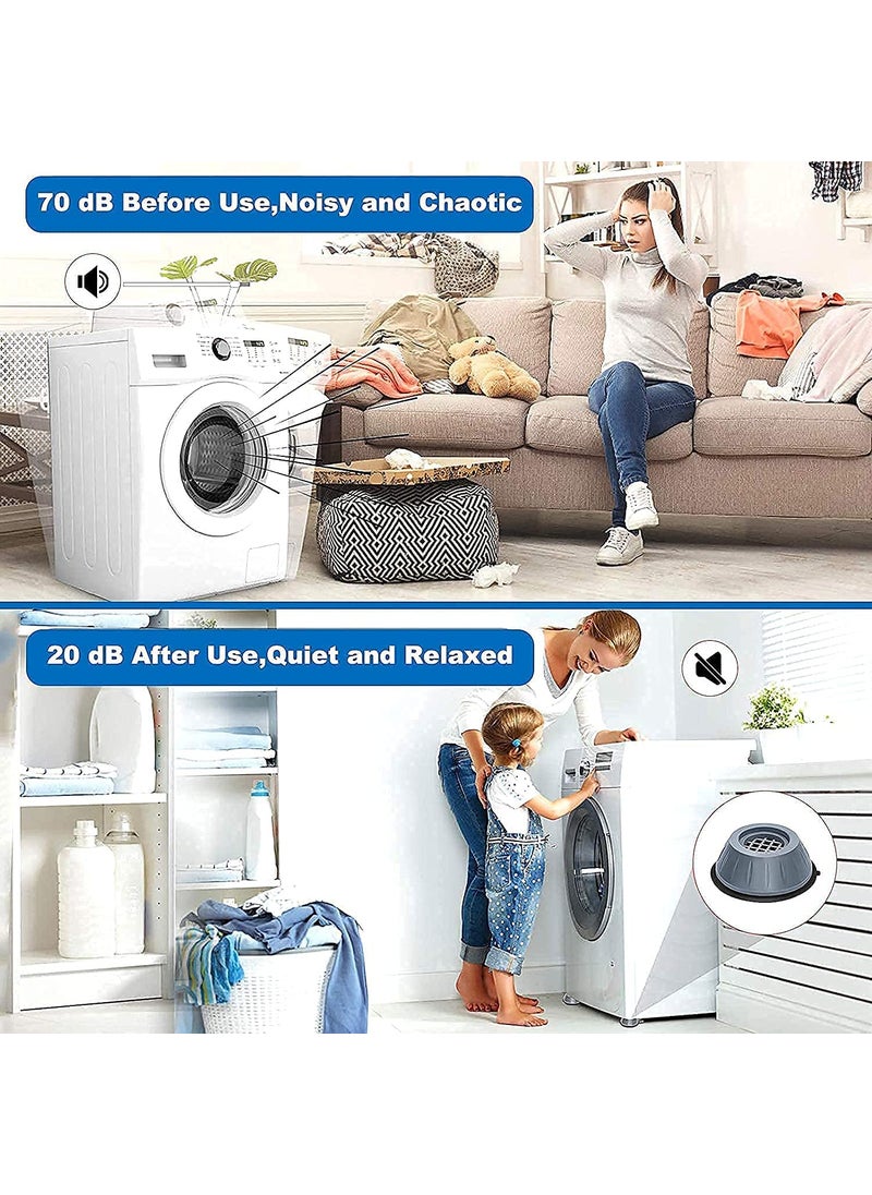 TOPHAVEN TOPHAVEN Washer Dryer Anti Vibration Pads with Suction Cup Feet, Fridge Washing Machine Leveling Feet Anti Walk Pads Shock Absorber Furniture Lifting Base  - Image 3