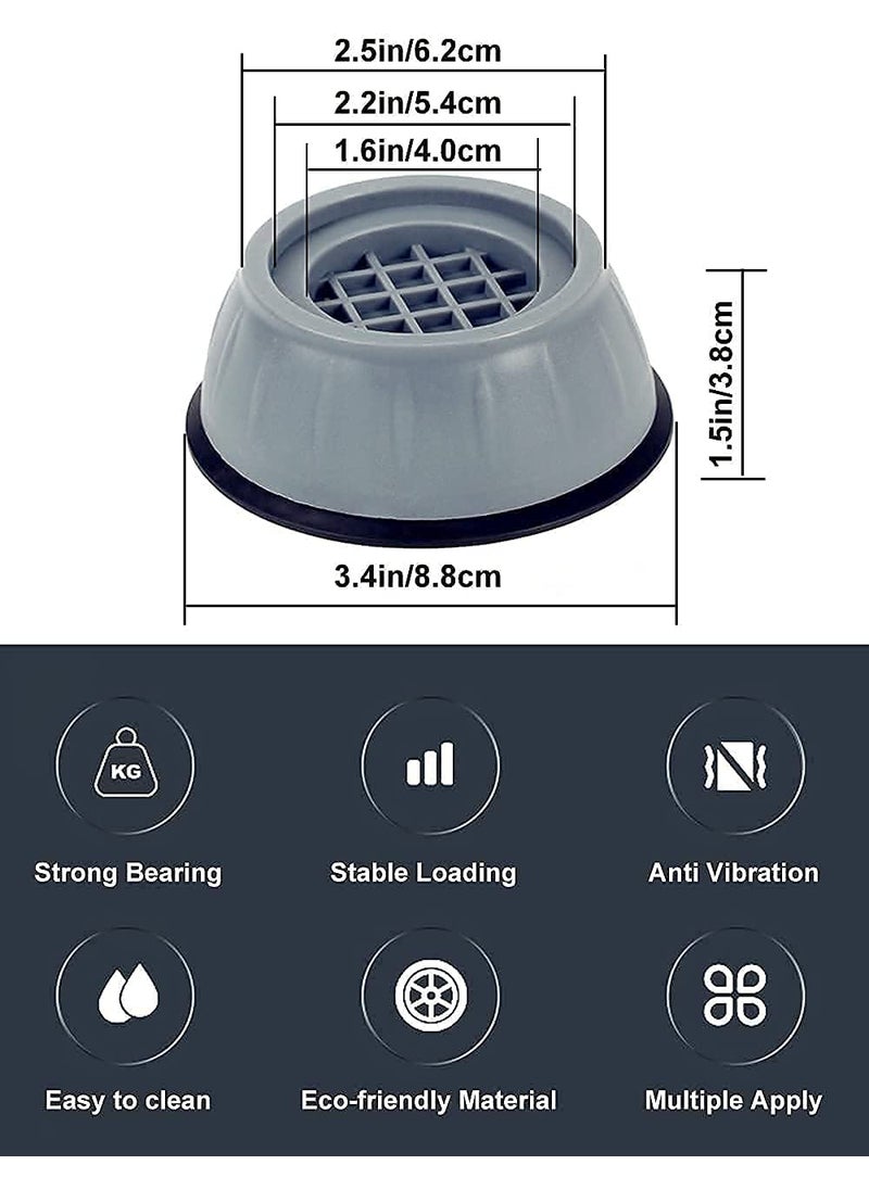 TOPHAVEN TOPHAVEN Washer Dryer Anti Vibration Pads with Suction Cup Feet, Fridge Washing Machine Leveling Feet Anti Walk Pads Shock Absorber Furniture Lifting Base  - Image 2