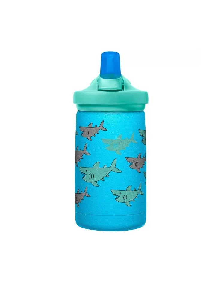 CAMELBAK زجاجة كاملباك إيدي+ للأطفال سعة 12 أونصة، مصنوعة من الفولاذ المقاوم للصدأ المعزول مع غطاء قشة - مانعة للتسرب عند الإغلاق، مدرسة القرش! - Image 2