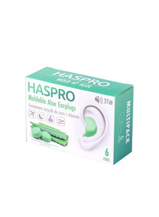 HASPRO MOLD 6P Aloe Earplugs – Moldable Silicone, Enriched with Aloe Vera for Comfort, Moisturizing & Antibacterial Properties – Waterproof, Reusable for Swimming, Sleep, Noise Protection, Travel