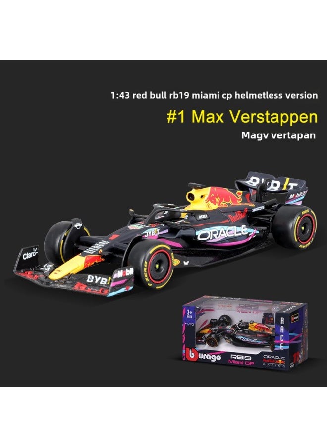 xozgdovg - Bimei 1:43 Red Bull RB19 Miami F1 Racing Model Simulation Alloy Car Model Equation-Color:1:43 Red Bull Rb19 Miami Edition No. 1 General Pack - Image 1