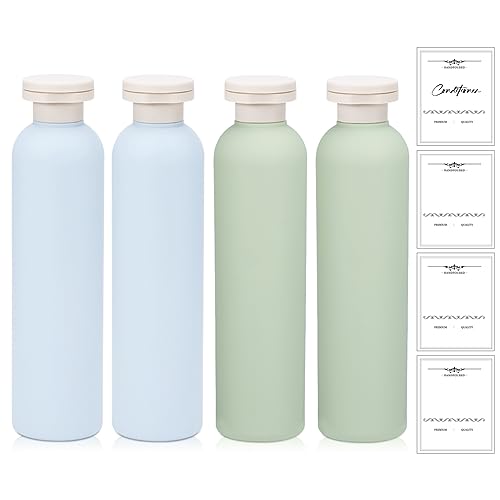 UMETASS 8.8 oz Plastic Travel Shampoo Bottles, Refillable Flip Cap Squeeze Bottles for Toiletries, Large Leakage-proof Travel Shampoo and Conditioner Container (Blue and Green) - Image 1