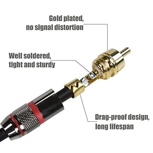 Mugteeve Dual RCA Male to Dual XLR Male Cable Adapter, 5 Feet Unbalanced L/R RCA to XLR Phono Plug Cable, Left and Right Tape Out Cord, for Mixer, Studio Monitor, Stereo HiFi Subwoofer Speaker - Image 3