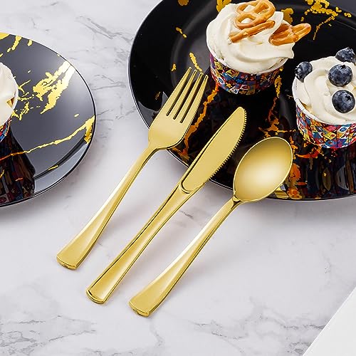 Goodluck 50 Pack Gold Plastic Forks, Heavy Duty Forks Disposable, Plastic Cutlery Perfect for Weddings, Parties, Dinners and Thanksgiving - Image 5
