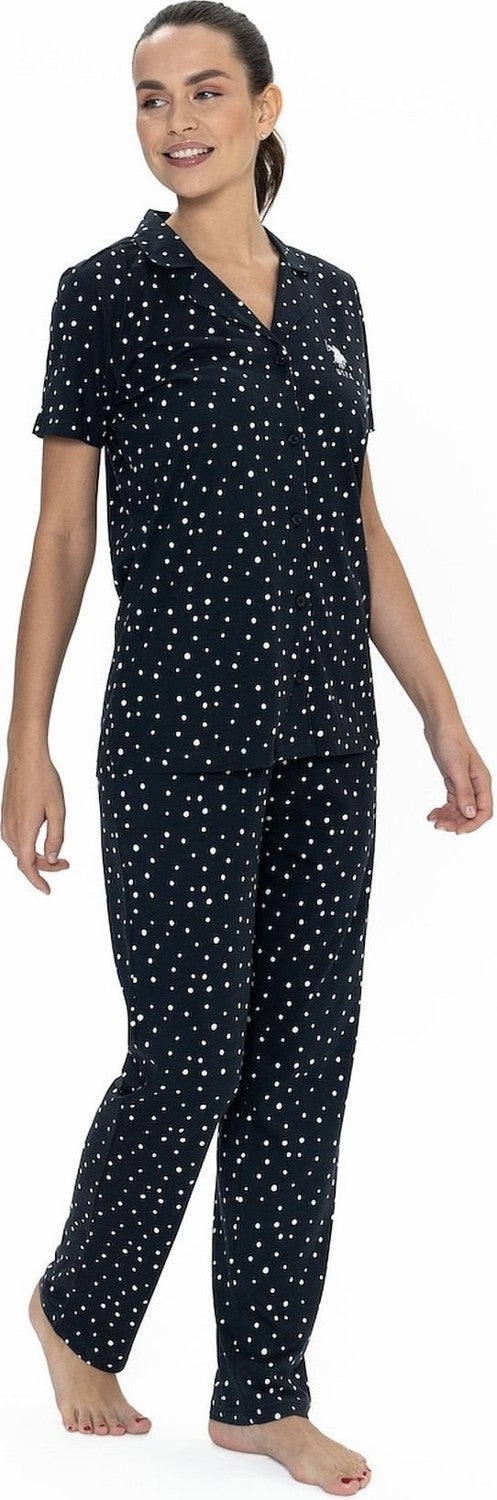 U.S. Polo Assn. 20051 Women's Short Sleeve Shirt Pajama Set-Navy Blue - Image 3