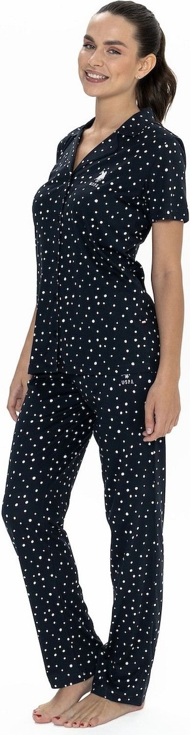 U.S. Polo Assn. 20051 Women's Short Sleeve Shirt Pajama Set-Navy Blue - Image 4