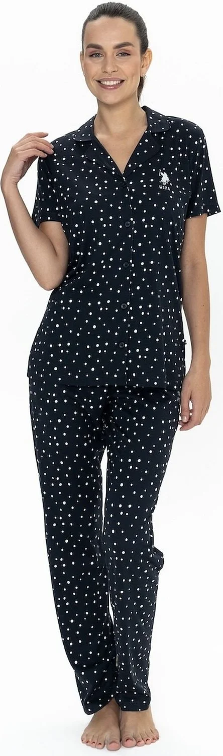 U.S. Polo Assn. 20051 Women's Short Sleeve Shirt Pajama Set-Navy Blue