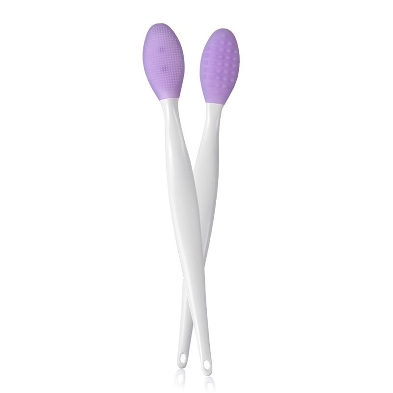 MobFest Silicone Facial Cleaning Brushes Long Handle Nose Blackhead Pore Removal Wash Exfoliating Face Clean Brush, (M, 2) - Image 1