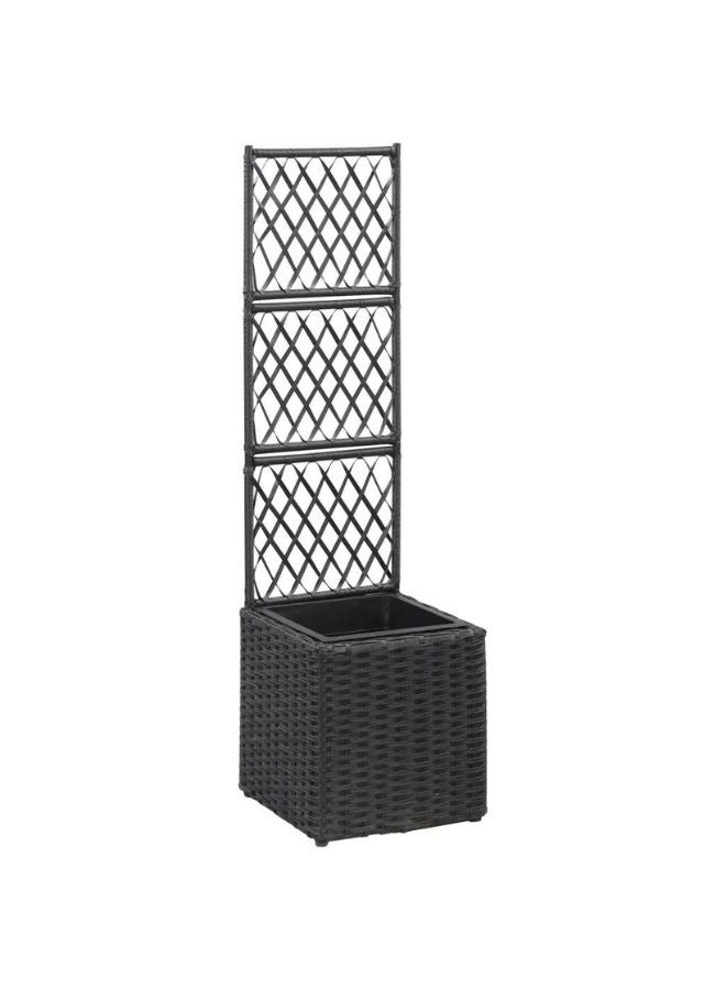 vidaxl vidaXL Trellis Raised Bed with 1 Pot 30x30x107 cm Poly Rattan Black - Image 1
