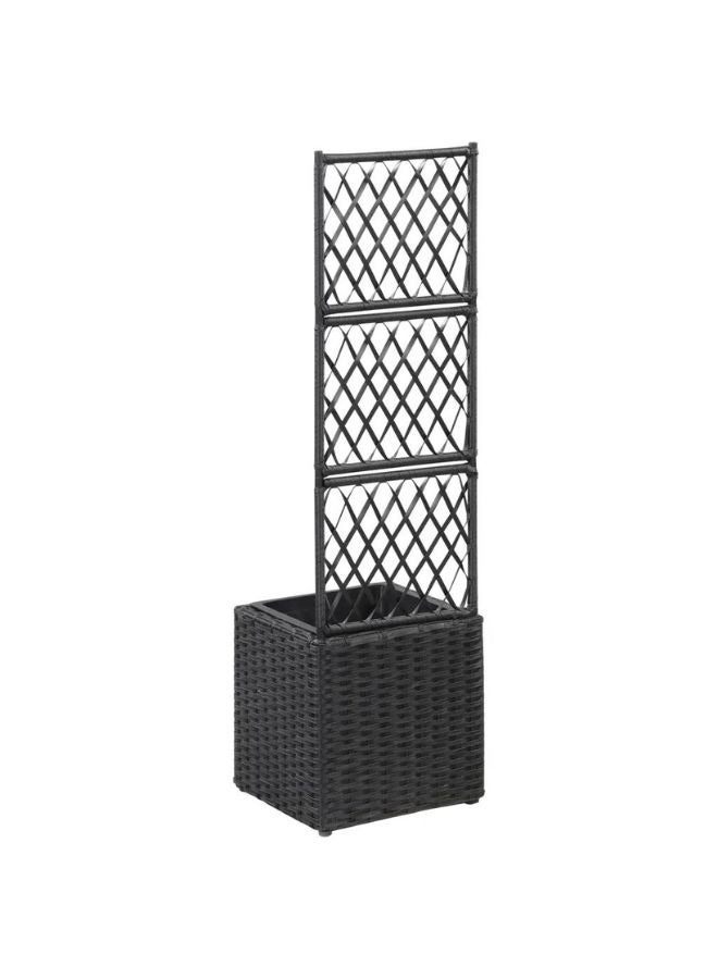 vidaxl vidaXL Trellis Raised Bed with 1 Pot 30x30x107 cm Poly Rattan Black - Image 2