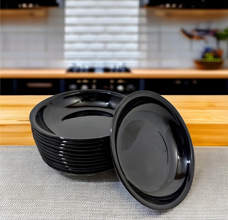 BHOJANWARE Polypropylene Snacks Plate Set of 12 in Black Color - Perfect for Snacks and Dinner Parties! (Size: 14 cm/5.5 Inch) - Image 5