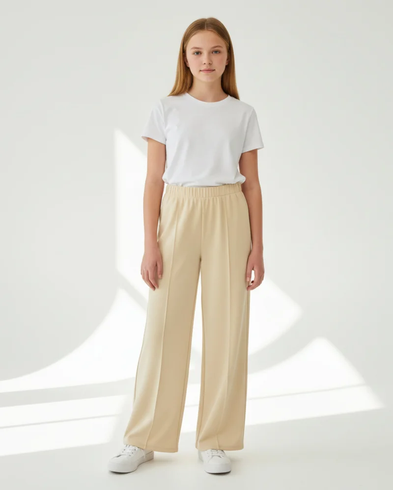 ردتاغ Senior Girls Beige Wide Leg Pants