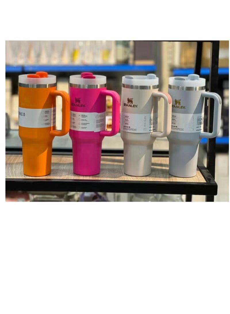 ستانلي كوب ستانلي، كوب ستانلي سعة 40 أونصة مع قش ومقبض، كوب معزول مع غطاء كوب للسفر، كوب قهوة من الفولاذ المقاوم للصدأ H2.0 FlowState للمشروبات المثلجة الساخنة، كوب سفر بمقبض(قد يختلف اللون) - Image 1