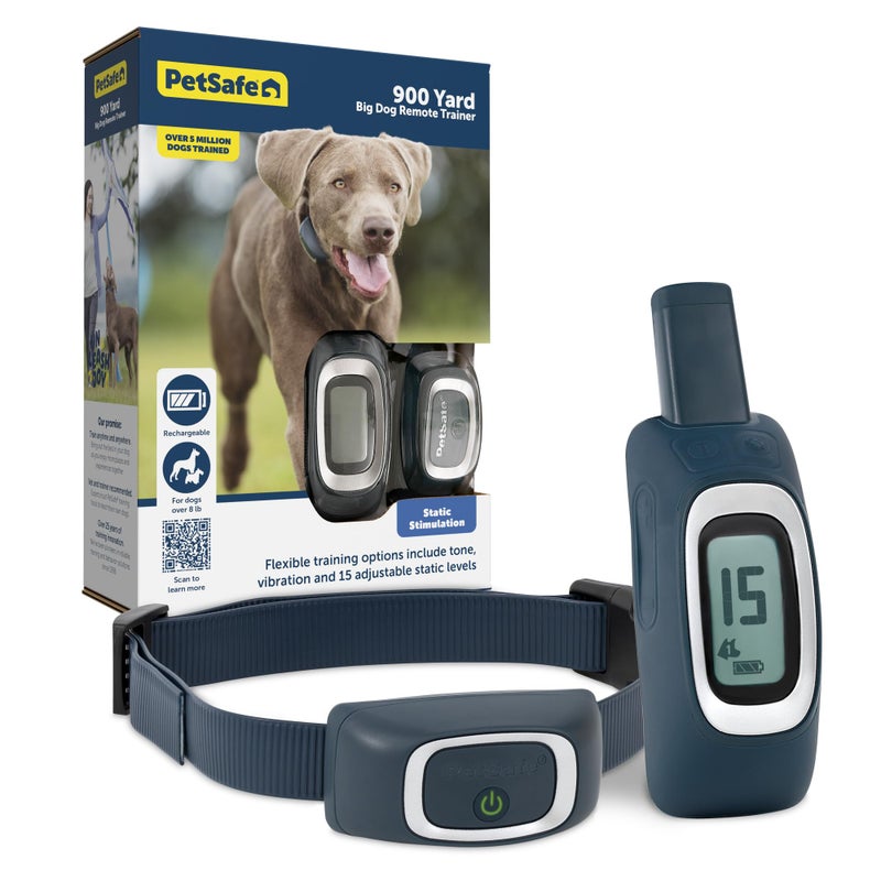 PetSafe 900 Yard Remote Training Collar Choose from Tone Vibration or 15 Levels of Static Stimulation Longest Range Option for Training Off Leash Dogs Waterproof and Durable Rechargeable