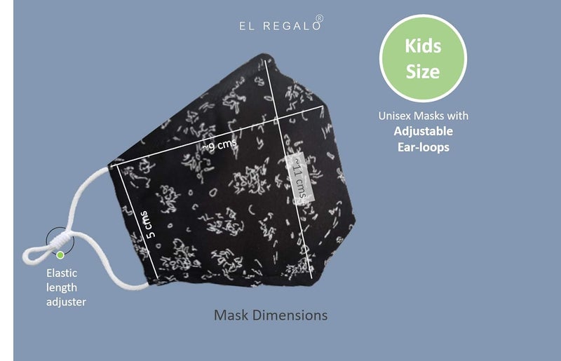 El Regalo El Regalo Set of 3 Kids Cotton Face Masks 3 to 8 Years age Multi Layers Soft Cotton Reusable Washable Face Masks With Adjustable Ear Loops for Kids 3 to 8 Years Old  - Image 5