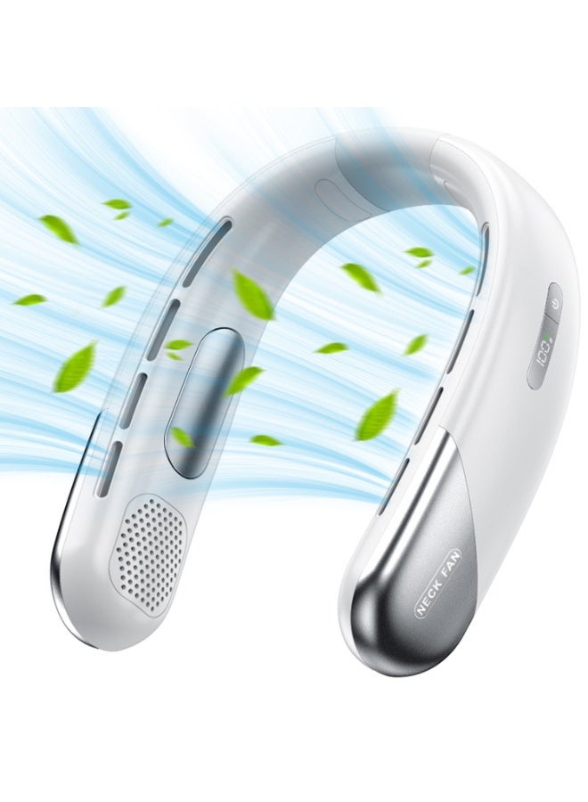 Yakiter 4000mAh Portable Neck Fan, Bladeless Neck Fan, Rechargeable Hands Free for Travel Essentials（White） - Image 1