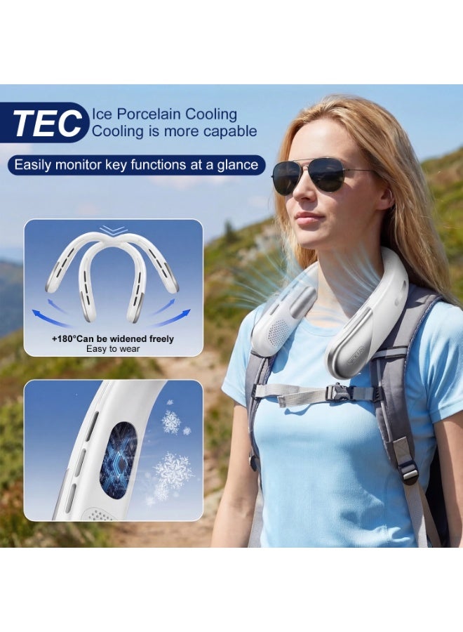 Yakiter 4000mAh Portable Neck Fan, Bladeless Neck Fan, Rechargeable Hands Free for Travel Essentials（White） - Image 5