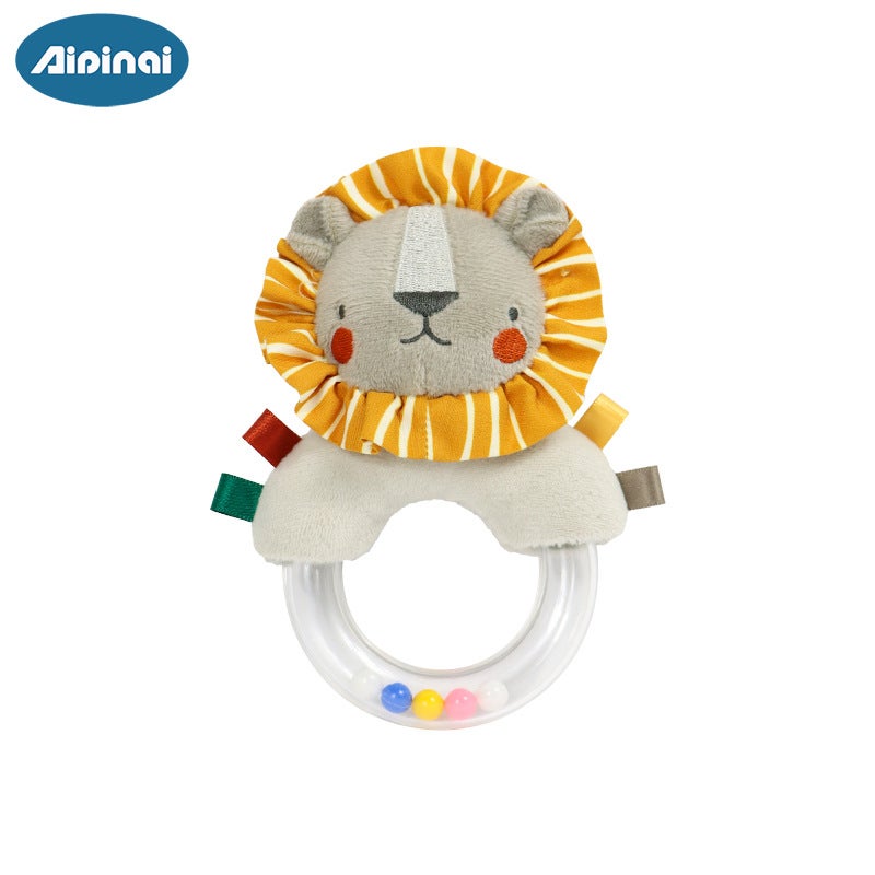 New baby hand ring 0-1 year old grip hand ring newborn baby hand ring plush toy in stock Nordic lion hand bell 