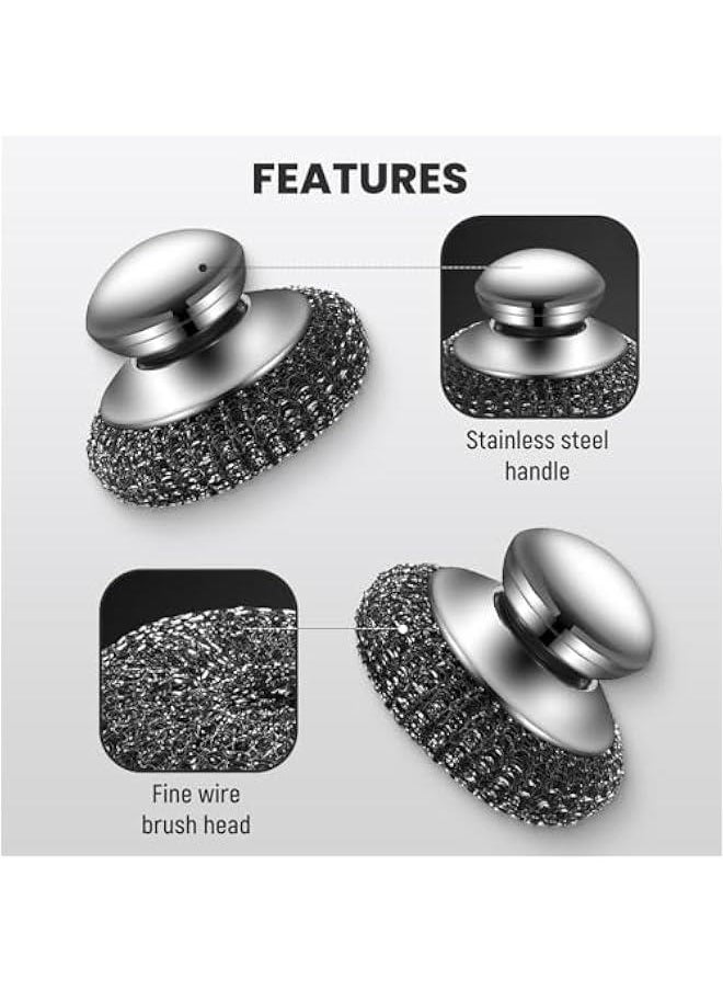 Generic - Steel Wool Scrubber,Upgraded Stainless Steel Wool Scrubber with Handle,Multi-Pack Replacement Steel Scrubber Wool Pads,Detachable Metal Steel Scrubber for Dishes,Iron Pots,Stoves(Scrubber/1PCS) - Image 1