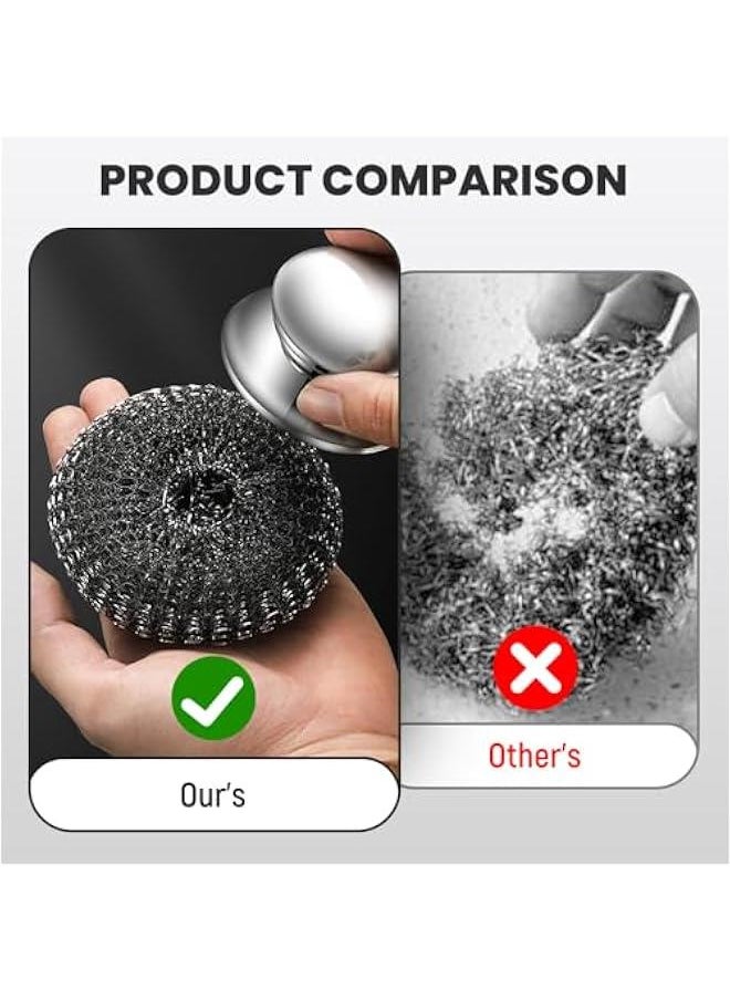 Generic - Steel Wool Scrubber,Upgraded Stainless Steel Wool Scrubber with Handle,Multi-Pack Replacement Steel Scrubber Wool Pads,Detachable Metal Steel Scrubber for Dishes,Iron Pots,Stoves(Scrubber/1PCS) - Image 1