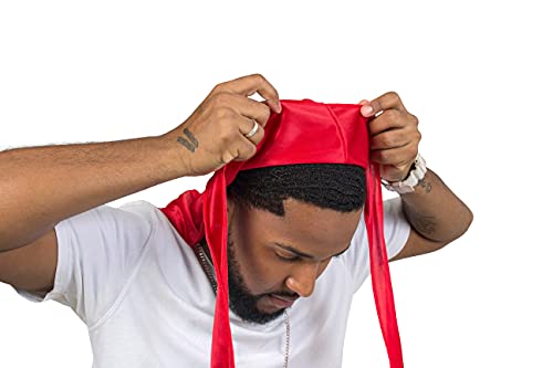 ForceWave Silky Durag for Men Wave Cap Satin Dorag for Men Women 360 Wave Red - Image 5