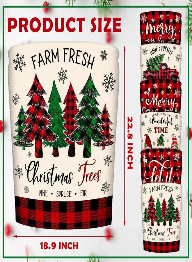 TREWAVE Christmas Chair Covers Set of 6 Buffalo Plaid Chair Back Covers Holiday Dining Chair Slipcovers Protector Kitchen Dining Room Decor Festival Party Decoration - Image 2
