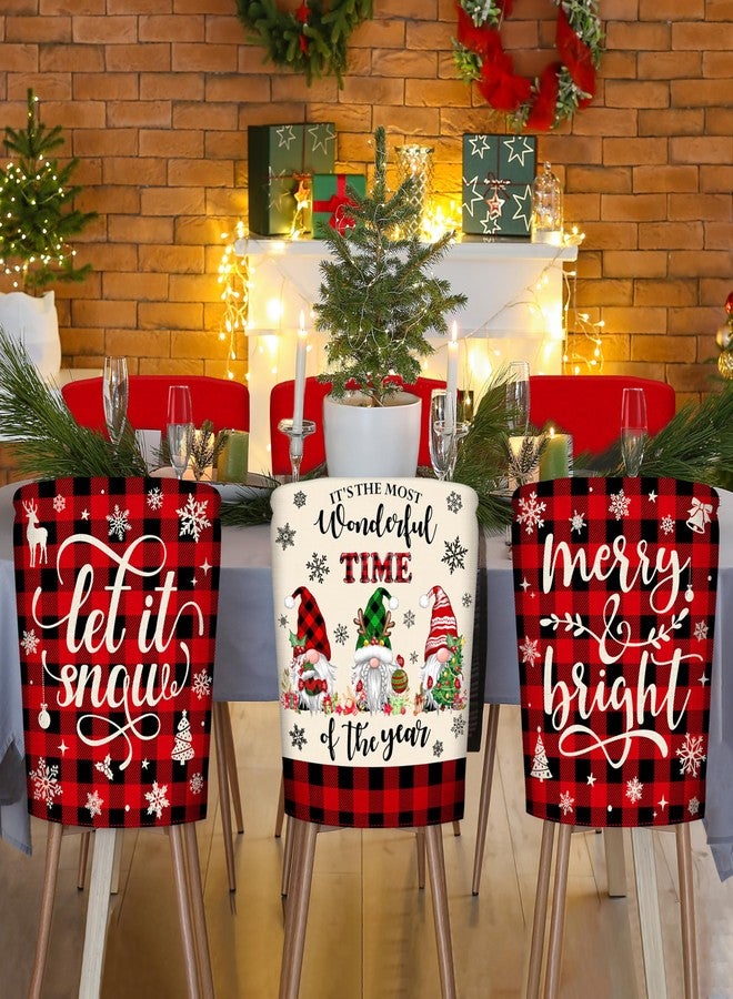 TREWAVE Christmas Chair Covers Set of 6 Buffalo Plaid Chair Back Covers Holiday Dining Chair Slipcovers Protector Kitchen Dining Room Decor Festival Party Decoration - Image 4