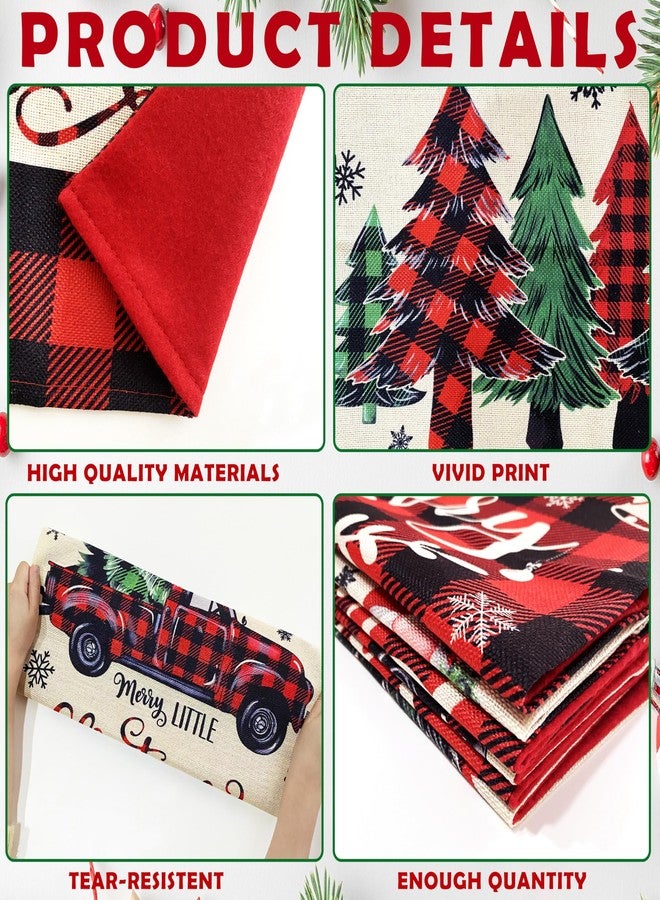 TREWAVE Christmas Chair Covers Set of 6 Buffalo Plaid Chair Back Covers Holiday Dining Chair Slipcovers Protector Kitchen Dining Room Decor Festival Party Decoration - Image 3