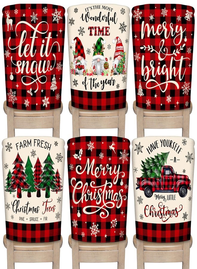 TREWAVE Christmas Chair Covers Set of 6 Buffalo Plaid Chair Back Covers Holiday Dining Chair Slipcovers Protector Kitchen Dining Room Decor Festival Party Decoration - Image 1