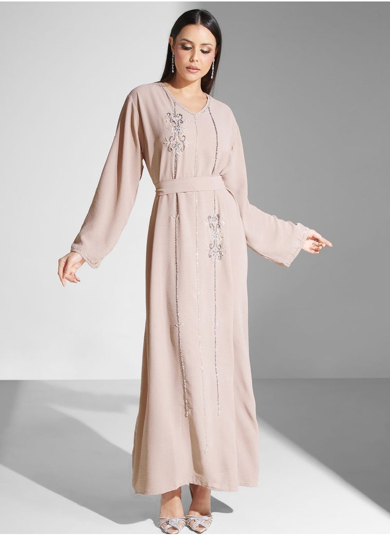 hayas closet - Embellished Belted Jalabiya - Image 1