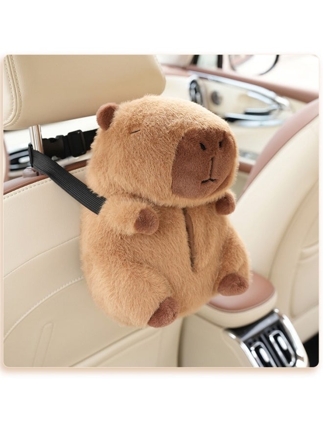 SHABILI Cute Plush Capybara Shape Car Tissue Box Holder， Soft cartoon tissue Storage Box Fashion Napkin Dispenser Container for Desk Home Toilet Car Office 1 Pack  - Image 5