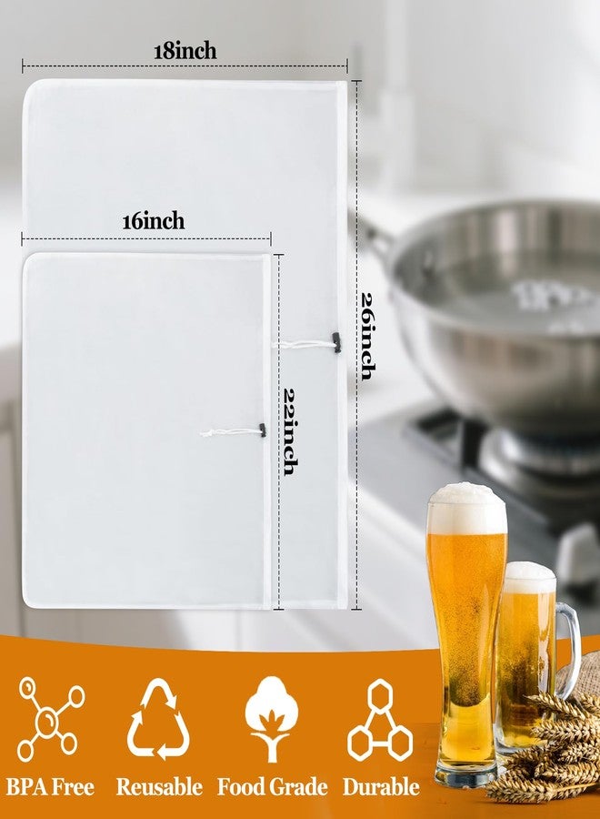 MAQIHAN عبوتان من أكياس التخمير القابلة لإعادة الاستخدام - كيس تصفية كبير جدًا بشبكة دقيقة للتخمير المنزلي، مقاس 26 × 22 بوصة، و16 × 18 بوصة، مناسب لتصفية البيرة، وعصير العنب، وعصير التفاح، وحليب الحبوب، مع رباط قابل للتعديل. - Image 2