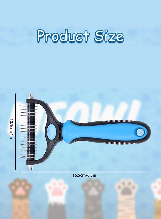 Bukela Pet Grooming Brush, Double Sided Hair Removal Brush for Dogs and Cats, Extra Wide Dog Grooming Brush, Stripping Brush for Dogs, Brush for Cats (Blue) - Image 2