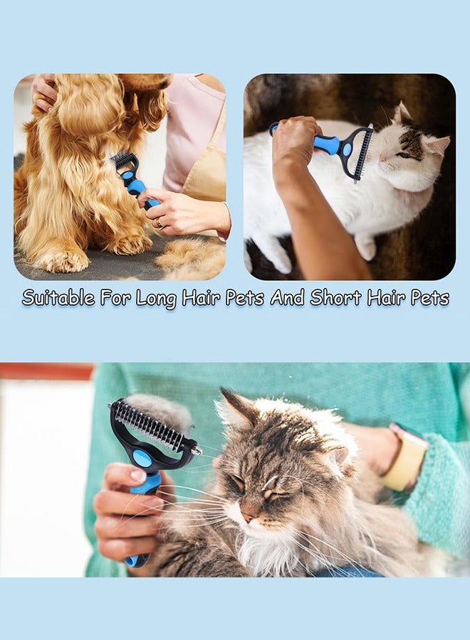 Bukela Pet Grooming Brush, Double Sided Hair Removal Brush for Dogs and Cats, Extra Wide Dog Grooming Brush, Stripping Brush for Dogs, Brush for Cats (Blue) - Image 5