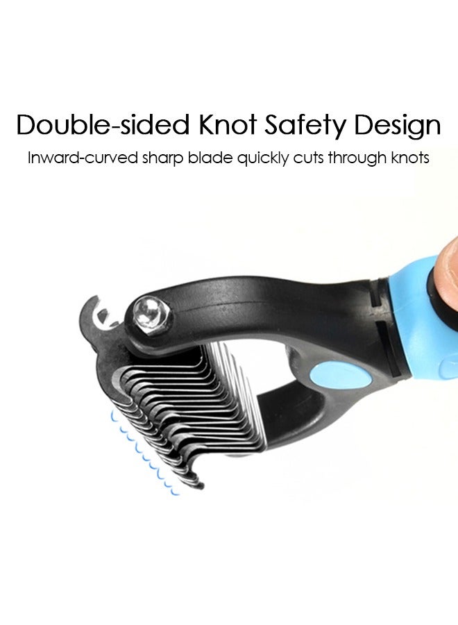 Bukela Pet Grooming Brush, Double Sided Hair Removal Brush for Dogs and Cats, Extra Wide Dog Grooming Brush, Stripping Brush for Dogs, Brush for Cats (Blue) - Image 4