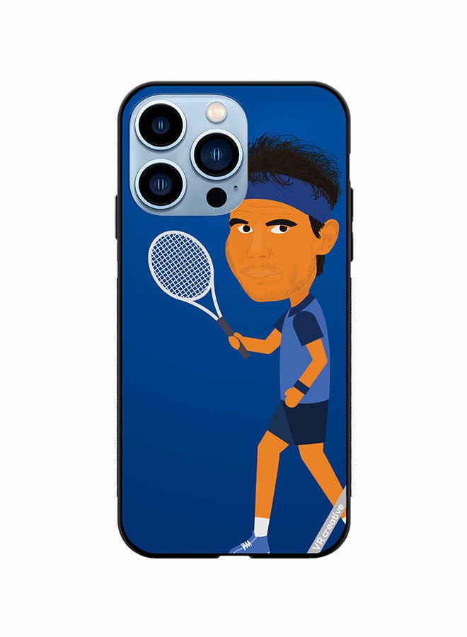 VR CREATIVE Protective Case Cover For Apple iPhone 14 Pro Max Tennis Player Male Character Design Multicolour - Image 1