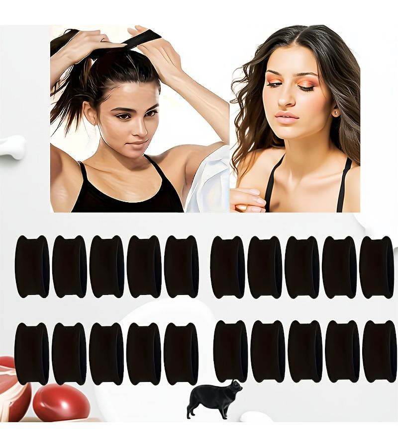 كريمات شعر سوداء أنيقة (10 قطع) للنساء، مطاطات ذيل حصان سميكة، غير ملحومة، غير زلقة، متينة، ناعمة، ومريحة - Image 3