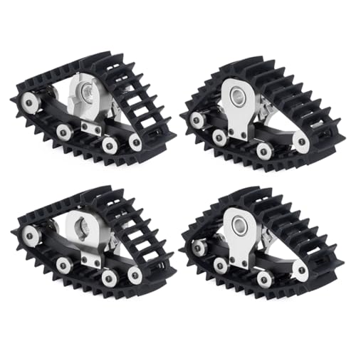 YSKMLOLP TRX4M Track Wheels Snow TiresSnow Tires Sets Simulate Carload Tracks Wheel Sandmobile Conversion 4Pcs for 118 RC Crawler Car TRX4M Accessory Parts Silver - Image 1