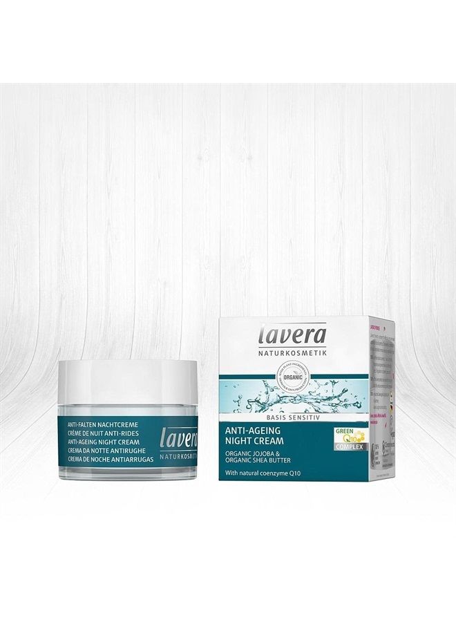 Lavera Natural Anti-Aging Night Cream For Sensitive Skin - Lightweight, Fast-Absorbing - Softer, Smoother, Soothed and Younger Complexion (1.6 oz) - Image 1
