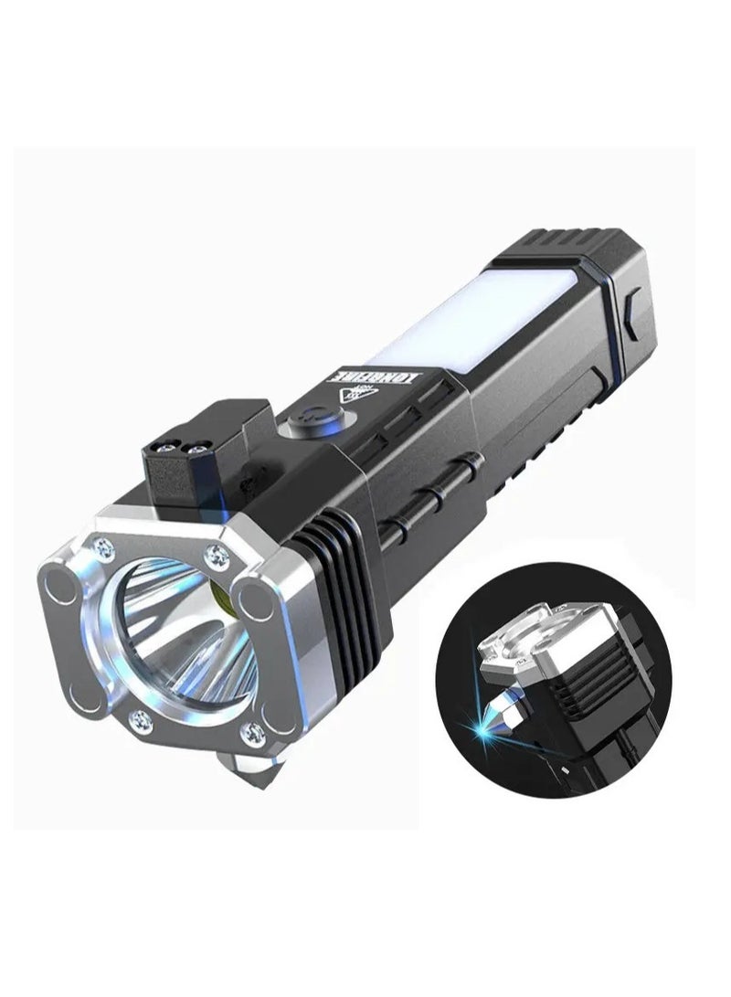 تشوانغ دي Multifunctional Waterproof Flashlight Outdoor Rechargeable Three Speed Dimming With Safety Hammer - Image 1