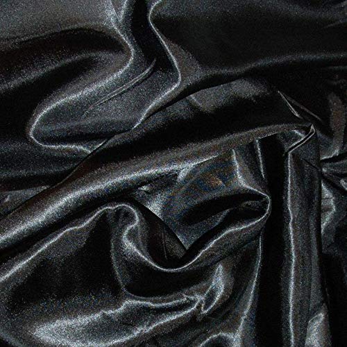Bini Fabrics Black Silky Satin Dress Fabric Plain Satin Material 4445 Width Slik Shiny Fabrics 3 Meter - Image 1