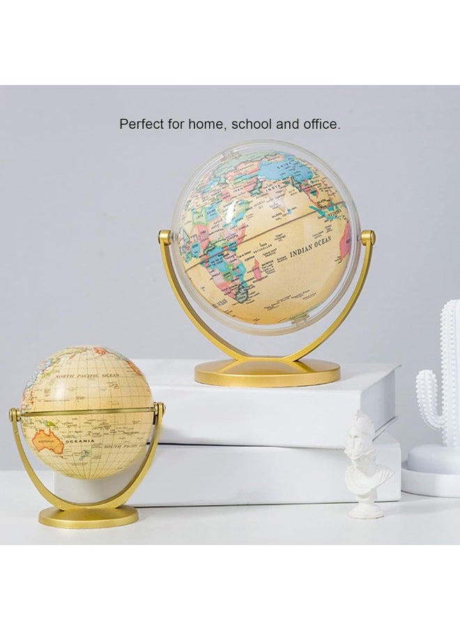 silvercnc - Geography Globe,Mini Antique Globe for Kids Learning,Vintage World Globe ,World Globe Educational Tool Rotating Globe for Office Home School With Stand - Image 1