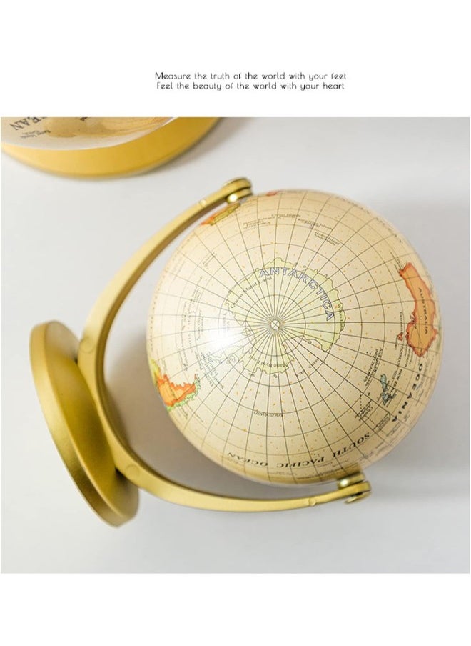 silvercnc - Geography Globe,Mini Antique Globe for Kids Learning,Vintage World Globe ,World Globe Educational Tool Rotating Globe for Office Home School With Stand - Image 1